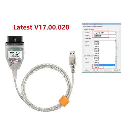 Mini VCI Techstream V17 J2534 Diagnostic OBD2 Scanner Cable For-Toyota Lexus- • $32