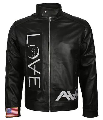 Mens Tom Delonge AVA Love Leather Jacket In Black Angels And Airwaves • $139.99