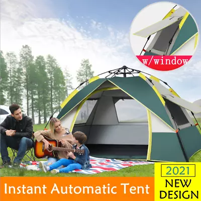 US 3-4 Person Automatic Pop-Up Outdoor Tent Camping Backpacking Tents Waterproof • $50.53