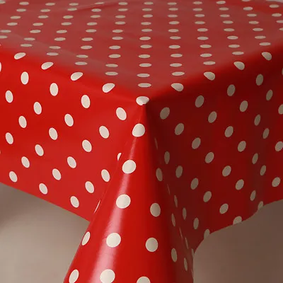 Plain Polka Dots Red White Pvc Vinyl Oil Cloth Table Protector Material Party • £3.80