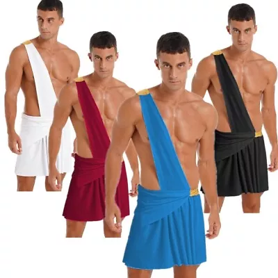 UK Mens Toga Roman Spartan Warrior Knight Roleplay Carnival Fancy Dress Costume  • £16.89