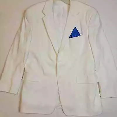 John Blair White Linen Blend 44 Jacket Sports Coat Blazer  • $45