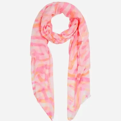 Womens Zebra Print Animal Scarf Pink Orange Shawl Wrap BNWT New Lovely Gift • £7.95