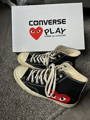 £50 • Buy Converse Comme Des Garcons Play High Top Trainers UK7 Pre-owned