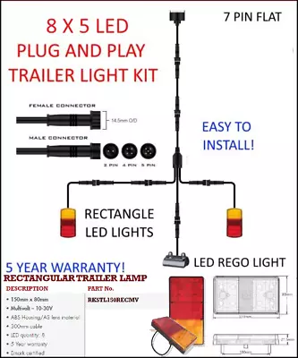 $99 • Buy 8x5 Trailer Led Wire Kit Easy To Install Plug And Play Wiring Rectangle Easy