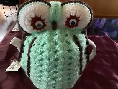 Vintage Crocheted OWL TEA COSY- Browns & Cream Fits Large Teapot FREE POST • $30