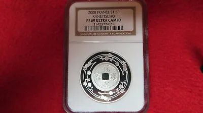 2008 France & Japan Kanei Tsuho NGC PF69 Silver Coin • $210