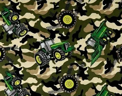 Fat Quarter John Deere Tractor Camo Toss Fabric  Spring Creative  Camoflauge  Fq • $2.99