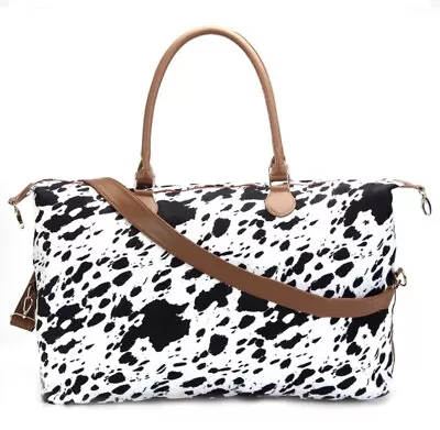 Brindle Cow Print Weekender Bag Duffle Bag For Women Large Travel Tote Bag Gift • £22.50