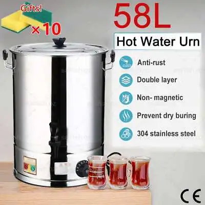 58L Commercial Hot Water Urn Stainless Steel Concealed Element Boiler Kettle AU • $121.93