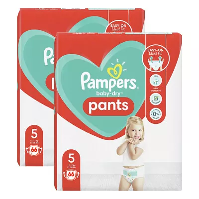 $54 • Buy 2x 66pc Pampers Baby Dry Leakproof Nappies/Nappy Unisex Diapers Size 5 12-17kg