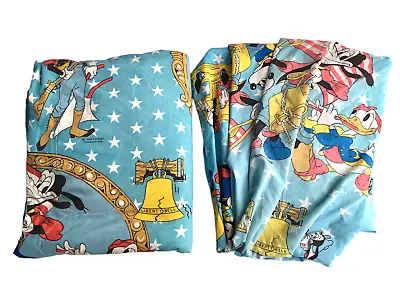 Vtg Mickey Mouse Comforter Quilt Twin Fitted Sheet Set 1776 Americana Blanket • $64.99