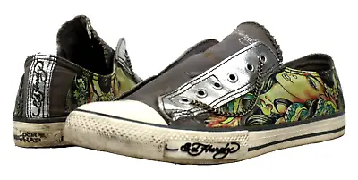 DON ED HARDY DESIGNS Size 11 Slip-On Shoes Graphic Flowers Dragon READ • $61.74