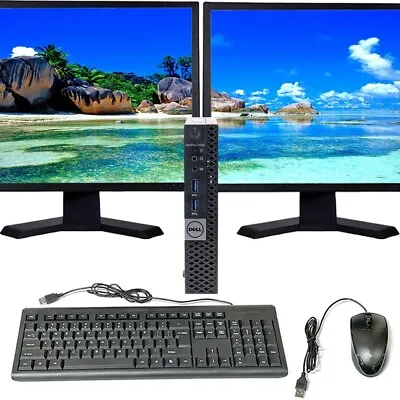 Dell Desktop I5 Mini Pc Computer 16GB 240GB SSD Dual 22in LCD Windows 10 Pro • $220.02