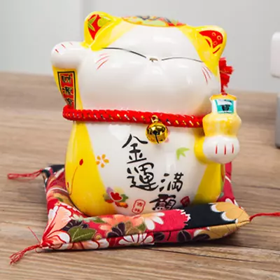 13cm Creativity Ceramic Lucky Cat Fortune Coin Bank Maneki Neko Home Decor  • $29.95