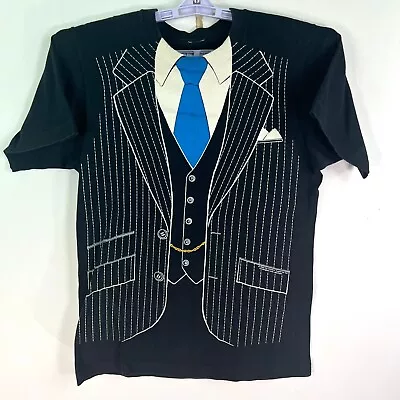 Vintage 1980 Tuxedo Suit Black Graphic T-Shirt Adult Size M • $19.95