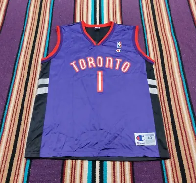 Vintage Champion Toronto Raptors Basketball Jersey #1 Men's Size 40 Large Purple • $19.99