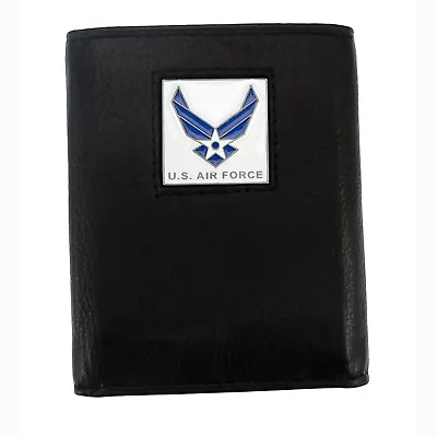 Siskiyou US Air Force Logo USAF Trifold Wallet Black Leather Military Veteran • $27.95