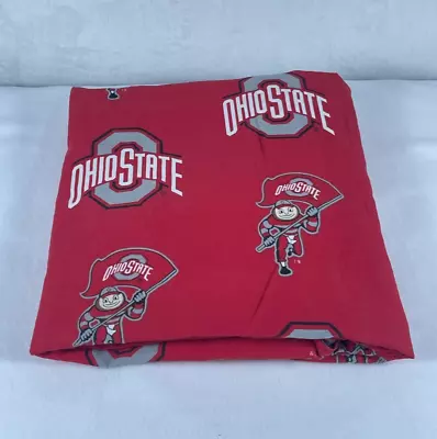 Vintage Ohio State Buckeyes Twin FLAT Sheet Allover Print  College Covers  Red • $19.54