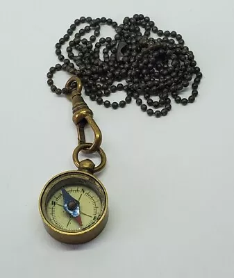 Vintage German Brass Compass Watch Fob Pendant Necklace • $25