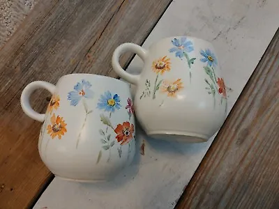 Vintage Mccoy Pottery Handpainted Mug Set Wildflower Design Signed Aimee Lee  • $14