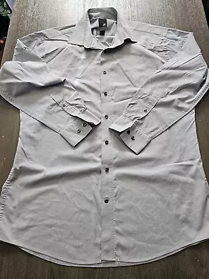 J. Ferrar Men's Grey Long Sleeve Dress Shirt Size L 16 32/33 • $2.99