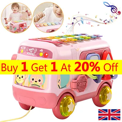 Baby Musical Bus Toys Toddler Activity Cube With Light& Sounds Kids Toy Gift • £10.59