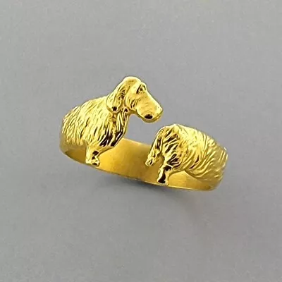 18k Yellow Gold Dachshund Dog Band Wrap Ring Size 7 • $668.75