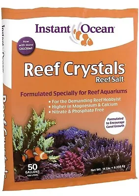 Instant Ocean Reef Crystal Salt For Marine Aquariums Makes 50 Gallons • $34.95