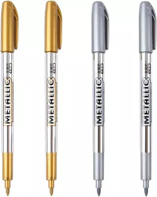 Premium Metallic Markers Pens - Silver And Gold Paint Pens For Black PaperGlass • $9.03