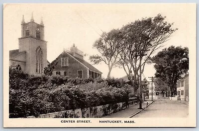 Postcard MA Nantucket Center Street View Church Marshall Gardiner H37 • $14.99