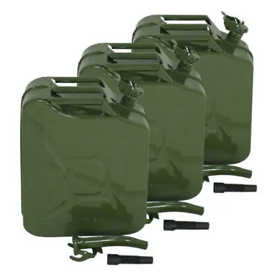 3 Pack 5 Gallon 20L Jerry Can Gas Gasoline Can With Smooth Pouring Spout Green • $97.58