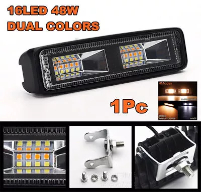 1x 6 Inch 48W Car Off-Road Driving Fog Lamp Flasher LED Work Light Amber & White • $14.78