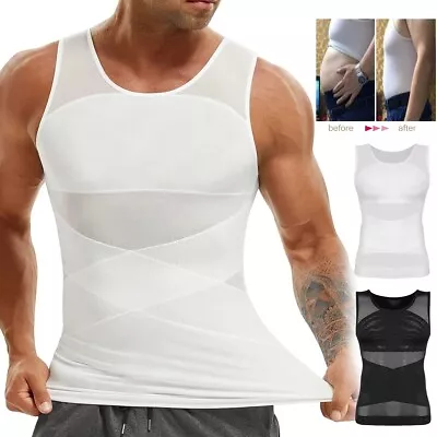 Men Slimming Body Shaper Belly Chest Compression Vest T-Shirt Tank Top For Daily • $9.79