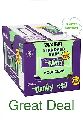 Cadbury Twirl Mint Limited Edition Chocolate 24 X 43g BARS BEST BEFORE 16/05/24 • £10.99