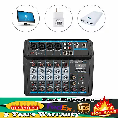 6 Channel Mixer Studio Audio Live Sound Mixing Console Amplifier Bluetooth USB • $56.05