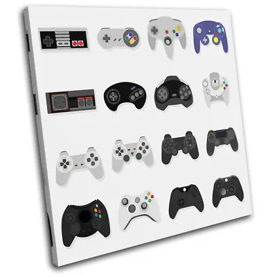 Retro Gaming Controler For Kids Room SINGLE CANVAS WALL ART Picture Print • £49.99