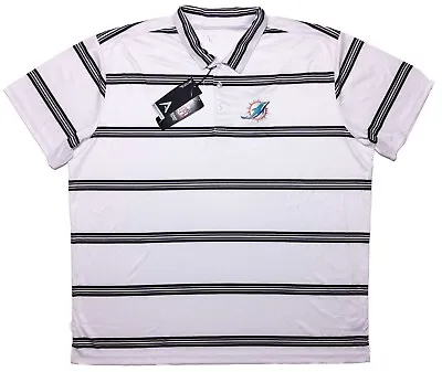 ANTIGUA Miami Dolphins Performance Polo Shirt White Striped 3XL ~ New • $24.99