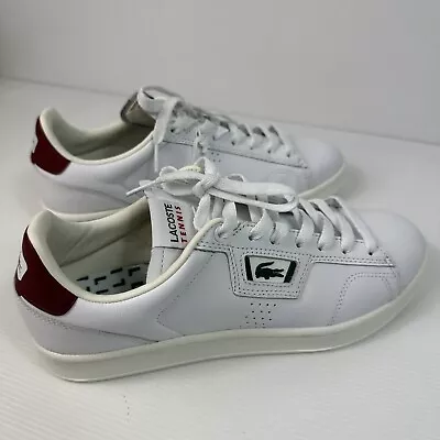 Lacoste Tennis Sneakers Shoe Masters Classic White/Burgundy UK6 EUR39.5 USA7 NEW • $70