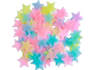100 Glow In The Dark Stars Stickers Baby Kids Nursery Bed Room Wall Ceiling UK • £3.49
