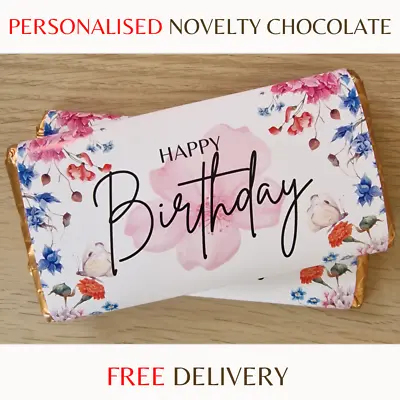 Floral Personalised Galaxy Chocolate Bar Wrapper | Happy Birthday Gift For Her • £4.99