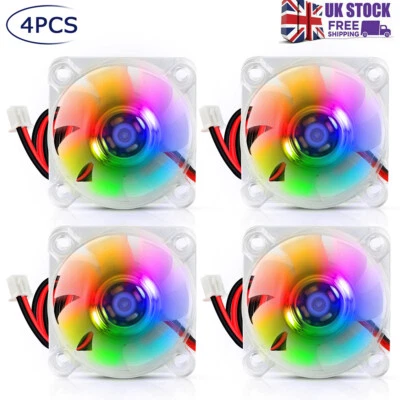 4x 40mm Fan 12V Hydraulic Bearing Brushless Cooling Fan RGB LED DC For 3D Print • £10.99