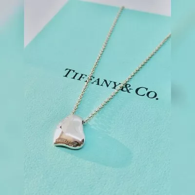 TIFFANY & CO. Necklace Full Heart Pendant Silver 925 Elsa Peretti Authentic • $129.27