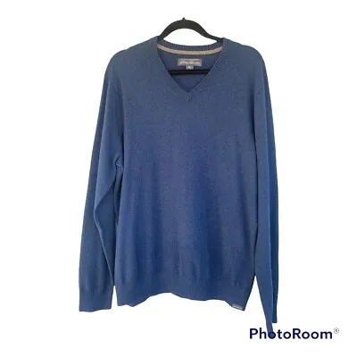 Eddie Bauer Sweater Men's Large Pullover  Blue Long Sleeve Cotton Merino • $6.99