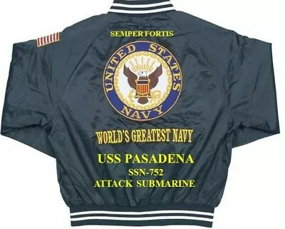 Uss Pasadena Ssn-752 Submarine Navy Embroidered Satin Jacket(back Only) • $169.95