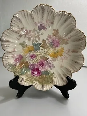 Franz A. Mehlem Vtg Porcelain 8  Scalloped Plate Floral Gold Rim Stamp Numbered • $9.50