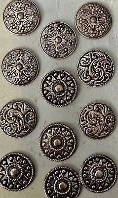 Intricate Vintage Pewter Buttons- Norwegian -12 Buttons-3 Designs • $22