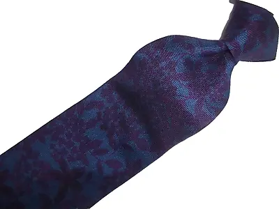 Isaia Napoli Seven Fold Blue & Purple Floral Woven Wool & Silk Tie 61 L X 3.5 W • $103.35