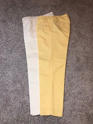 J Crew Oxford Scout Ankle Chinos Lot Of 2 White Yellow Womens Size 00 Pants • $38.99