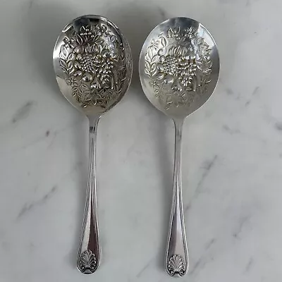 EPNS Eisenberg-Lozano Bon Berry 2 Serving Spoons Sheffield England Fruits 8.25” • $19.99